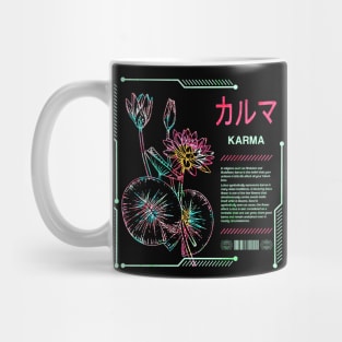 Vintage Karma Kanji Characters Lotus Zen Japanese Saying 646 Mug